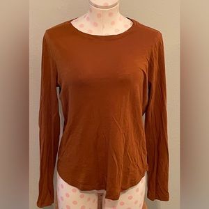 Women’s Madewell Sz M Brown Scoop Neck Long Sleeve T Shirt